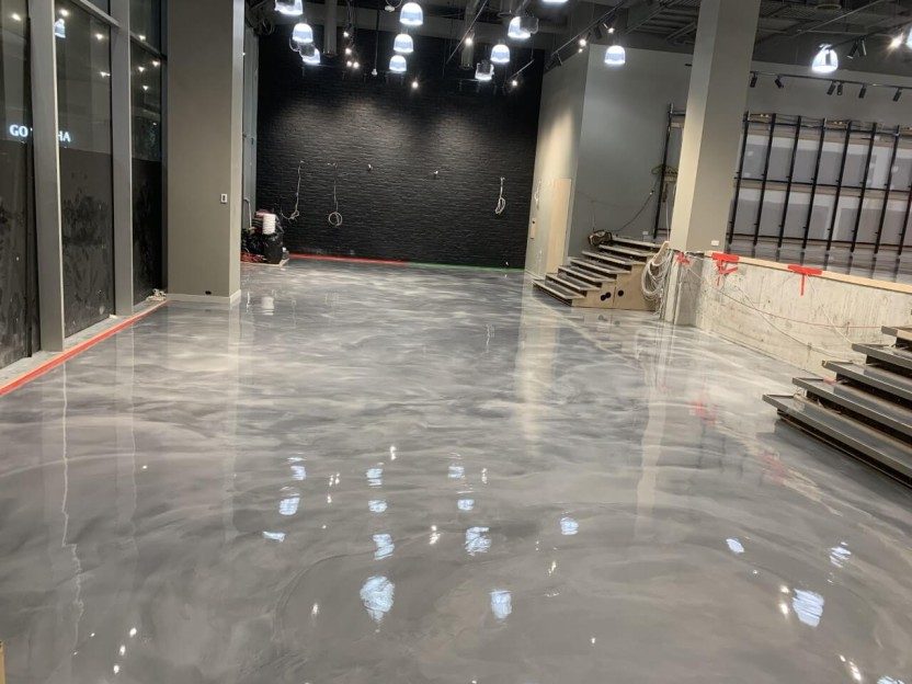 footlocker store epoxy floor installation