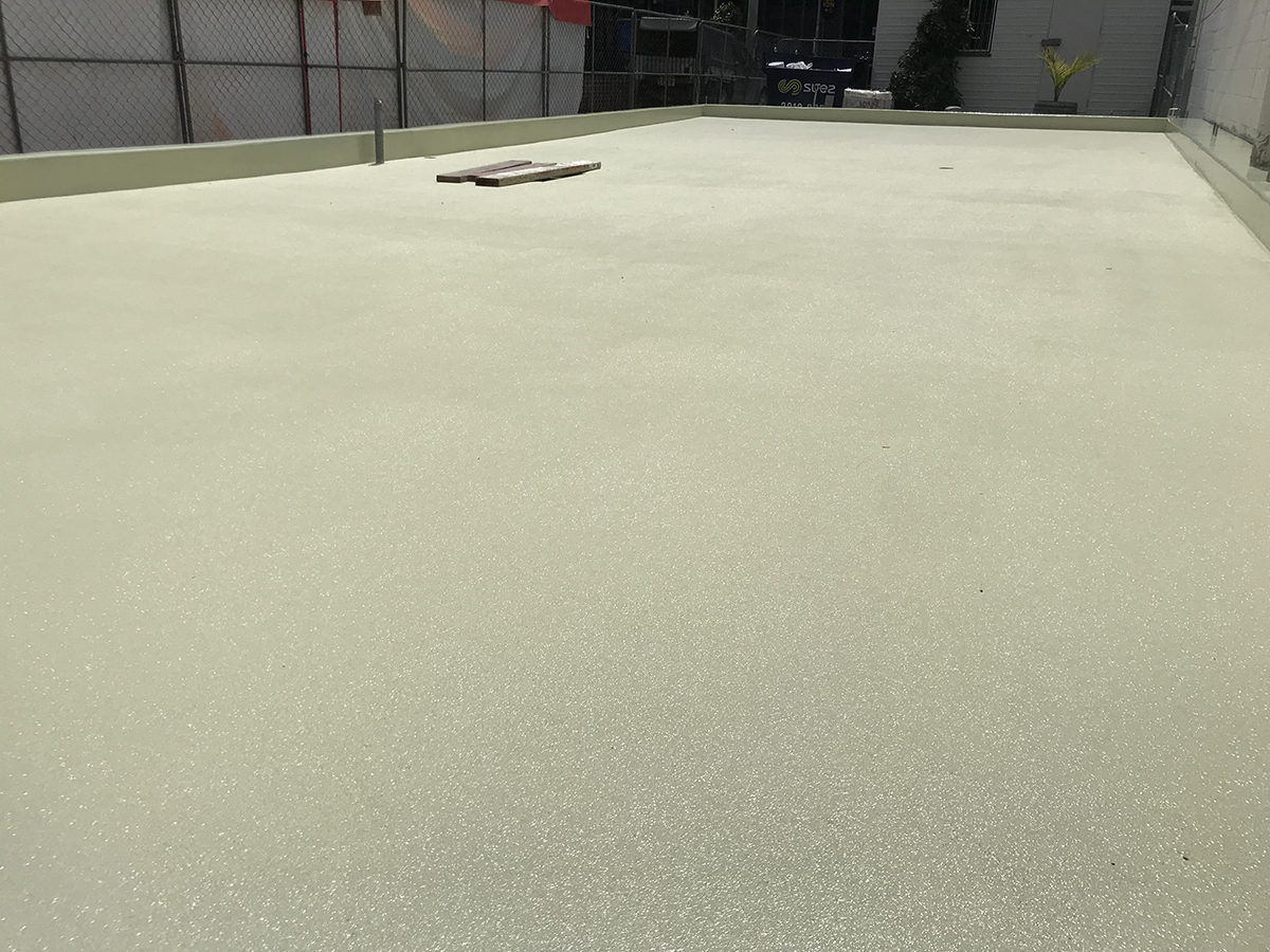 Jaxxon industrial coatings were used to line the surface of this swimming pool, including the black lane markings.