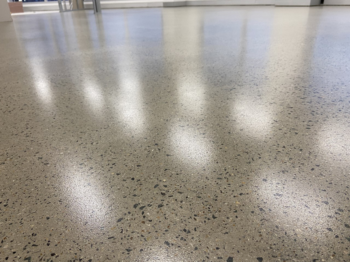 A low-angle shot of Ezypoly with matting additive showing the beautifully even, semi-gloss finish achieved.