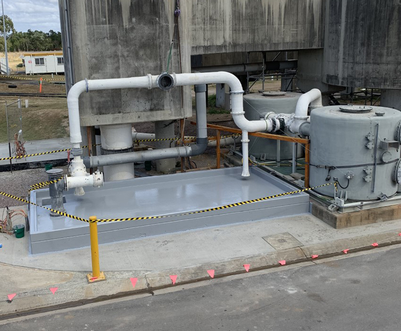 An industrial epoxy floor coating with high chemical resistance used to protect a chemical bund.